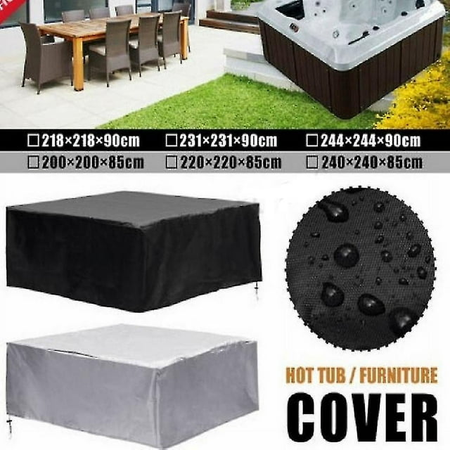 Housse Carrée Imperméable Noir/argent pour Spa Extérieur