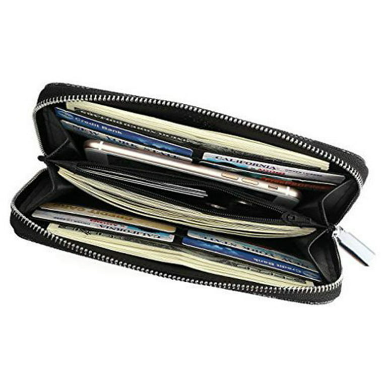 Genuine PU Leather Luxurious Men's Long Clutch Zipper Wallets with Hand  Strap