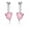 Silver/Pink, variant on Prong Set Drop Earrings with Artificial Heart Shape Pink and Brilliant Baguettes Diamond by Diamond Essence set in Sterling Silver