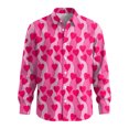 thumbnail image 4 of Fgvctg Valentine's Day Shirts for Men Long Sleeve Cotton Button Down Blouse Collared Plus Size Date Day Love Heart Print Shirts Soft Business Casual Tops Deep Red M, 4 of 5