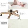 thumbnail image 4 of Armless Office Chair Adjustable Upholstered Swivel Task Vanity Chair with Wheels, Ivory, 4 of 12