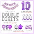 thumbnail image 6 of Purple 10th Birthday Decorations for Girls, Double Digits Birthday Supplies - Happy Birthday Banner Number 10 Foil Balloons Cake Topper Hanging Swirls for 10th Birthday Party, 6 of 6