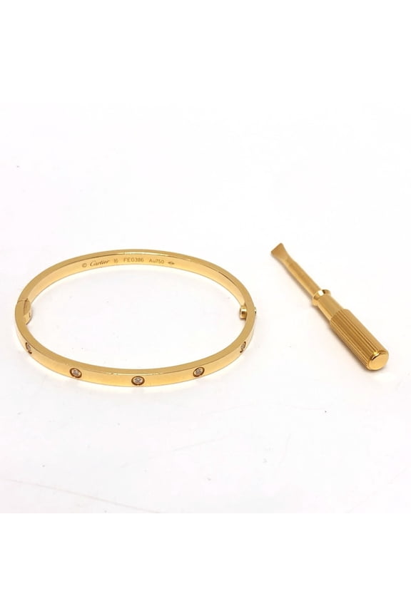Pre-Owned CARTIER New Love Bracelet Small 10P Full Diamond 18KYG Women's Gold (Good)