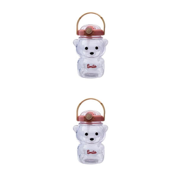 Ounissouiy Taza de oso, botella de bebida, regalo de cumpleaños, contenedor de agua, mano de obra multiusos, copas deportivas para el vientre Rosa 1000ML 2Conjunto