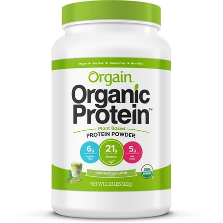 Orgain Organic Plant Based Protein Powder, Iced Matcha Latte, 2.03 Pound, 1 Count, Packaging May Vary