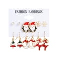 thumbnail image 1 of Juego de pendientes navideños de 6 piezas, pendientes creativos europeos y americanos con forma de árbol de Navidad de Papá Noel, 1 of 6