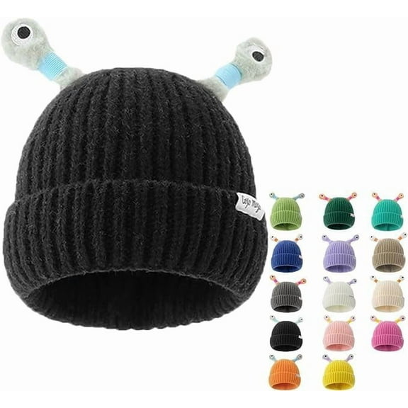 Cute Little Monster LED Knit Beanie, 2024 Winter Funny Knitted Hat, Cute Glowing Little Monster Knit Hat for Women Girl