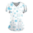 thumbnail image 1 of Birdeem Blouse de Mode pour Femmes à Manches Courtes Col en V Uniforme de Travail Imprimé de Noël avec Poche, 1 of 1