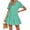 Green, variant on Short Sleeved Women V-neck A-line Loose Mini Eyelet Lace Dress