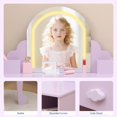 thumbnail image 4 of Kids Vanity Table Set with Stool and Lighted Mirror, 39.8inch Tall Dressing Table Makeup Desk with Drawer, 2 Tier Open Storage Shelves, Cubbies & Makeup Playset, Wooden Princess Dressing Table for Lit, 4 of 6