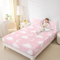 thumbnail image 4 of jejeloiu Kawaii Moon Clouds Queen Sheet Sets,Cure Stars Pattern Bed Set For Girl Teens 4pcs, 4 of 7