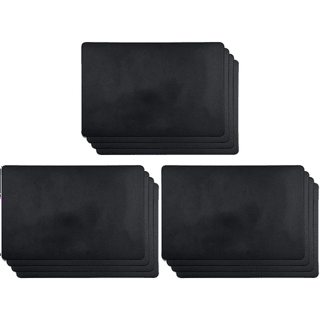 

12PCS Heat-Resistant Placemats Artificial Leather Placemats Waterproof Non-Slip Washable Kitchen Placemats (Black)