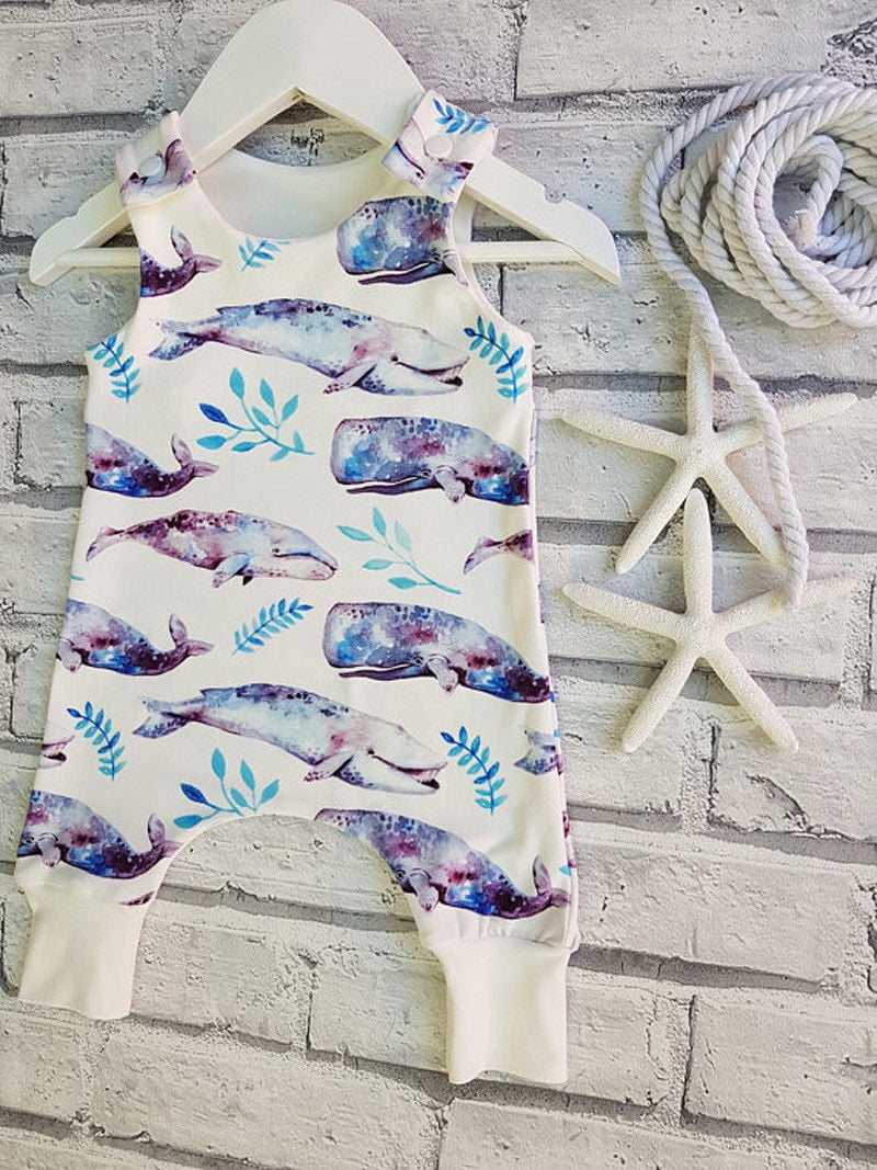 whale romper baby