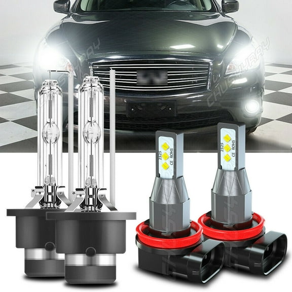 Super Bright Lights for Infiniti M37 2011-2013 Front Hid Headlight Hi/Lo Beam Fog Light Bulb 4X
