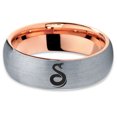 thumbnail image 2 of Tungsten Snake Serpent Slither Rattle Bite Band Ring 7mm Men Women Comfort Fit 18k Rose Gold Dome Brushed Gray Polished, 2 of 4