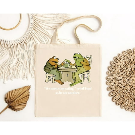 vintage We Must Stop Eating Cried Toad As He Ate Another Frog Toad Tote Bag-TH24066