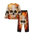 thumbnail image 2 of Kll Satanic Skull Print Women'S Long Sleeve Pajamas With Pants Sleepwear Loungewear 2 Set-X-Large, 2 of 9