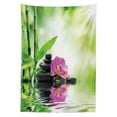 thumbnail image 2 of Spa Outdoor Tablecloth, Orchids and Rocks in the Mineral Rich Spring Water Spiritual Deep Treatment Cure, Decorative Washable Fabric Picnic Tablecloth, 58 X 104 Inches, Green Black Pink, by Ambesonne, 2 of 2