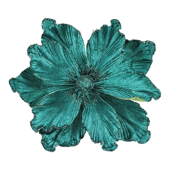 Selrti Artificial Christmas Flowers Large Glitter Magnolia Decoration Sparkling Xmas Tree Ornaments Wreath Garland Home Party Decor DIY Crafts