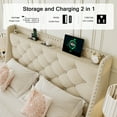thumbnail image 5 of Virans Queen Bed Frame with 16" Deluxe Wingback & Charging Station, Upholstered Platform Bed with Button Tufted Storage Headboard,Beige, 5 of 8