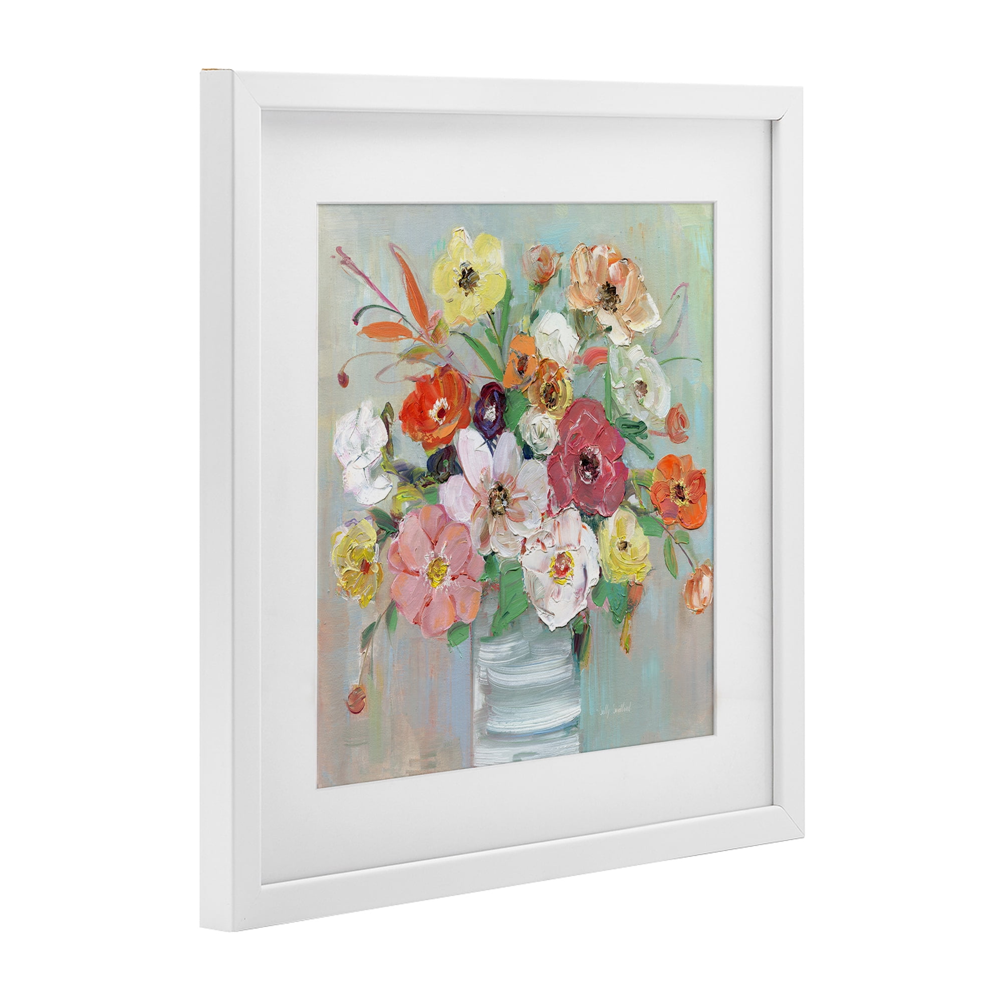 Stupell Industries Energetic Blossom Bouquet White Framed Print Under Glass, design by Sally Swatland