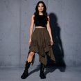 thumbnail image 5 of LWavelet Asymmetrical Lace Trim Midi Skirt Women Casual Trendy Edgy Versatile Bottoms Brown XL, 5 of 5