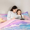 thumbnail image 4 of Manfei Cartoon Purple Beach Starfish Seashell Wave Twin Comforter Sets for Girls, Coastal Ocean Print Bedding Set, Pink Reversible 2pcs, 1 Comforter and 1 Pillowcase, 4 of 6