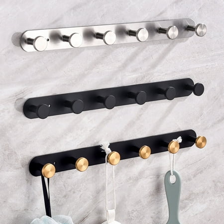 

Fairnull Hanger Hook Punch-free Wall Mounted Strong Load Bearing 5/6 Hooks Storage Organizer Hook Household Products