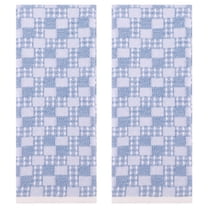 REGALWOVEN Waffle Hand Towels Set of 2 Checked Pattern Absorbent Soft Decorative Towel for Bathroom Blue 13" x 28"