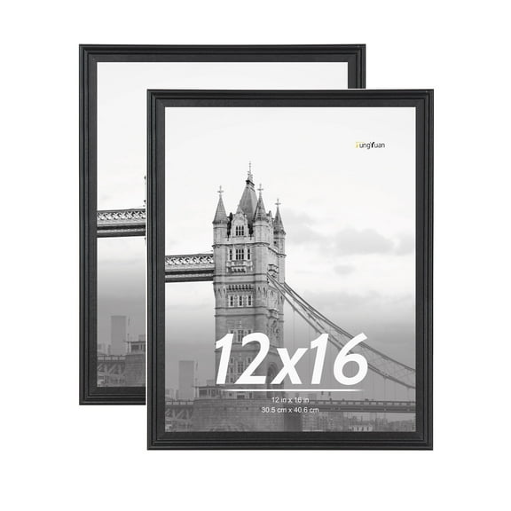 FungYuan 2 PACK 12x16 Wood Gallery Picture Frame,Poster Picture Frames for Wall Display,Black