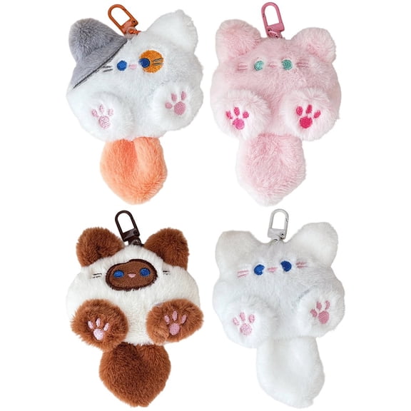 4pcs Plush Cat Keychain Plush Key Holder Soft Plush Toy Bag Charm Cute Keychain Pendant Backpack Pendant Couple Bag Keychain Cat Lover Gift