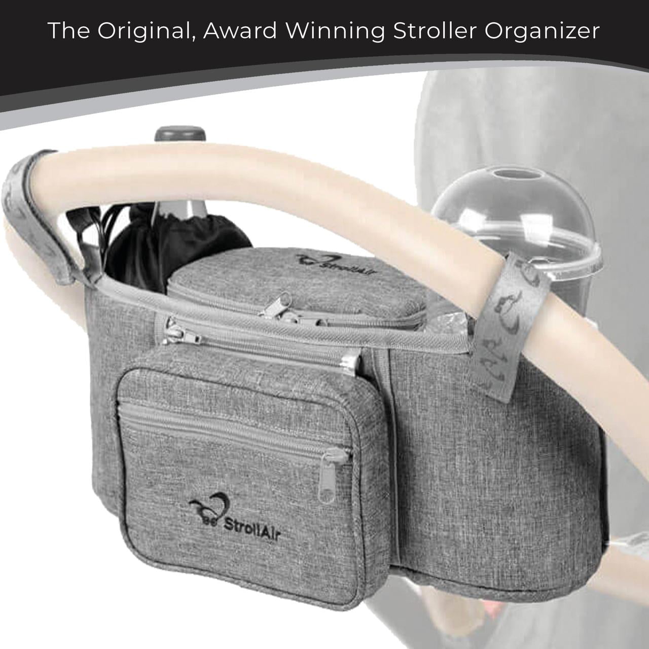 StrollAir - Universal Organizer for Single Strollers - Compatible with CosmoS, SOLO, Nuna, Baby Jogger, Bumbleride, Uppababy, Bugaboo - Black (Black)