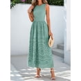 thumbnail image 6 of Women'S Summer Dresses Sleeveless Crewneck A-Line Boho Lace Eyelet Tank Maxi Dress with Pockets Green S, 6 of 10
