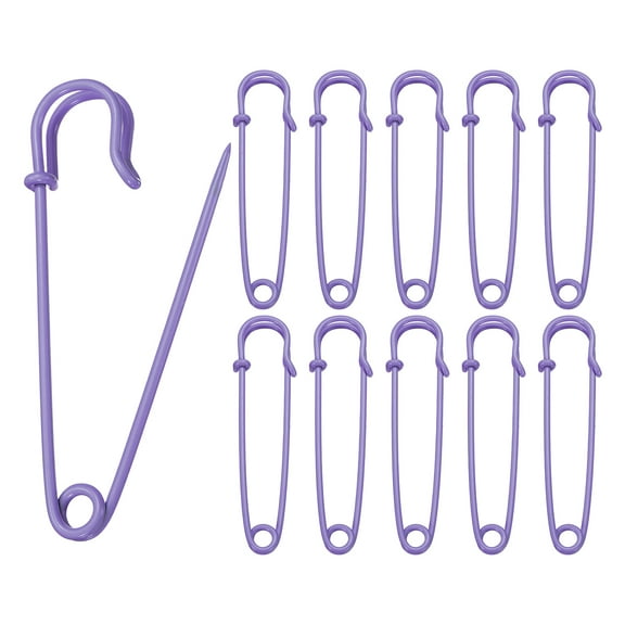 Uxcell 20pcs Safety Pins 3 Inch (75mm) Baked Paint Steel Large Safety Pin Heavy Duty Sewing Safety Pins Bulk for Clothes Sewing Arts DIY Crafts, Purple