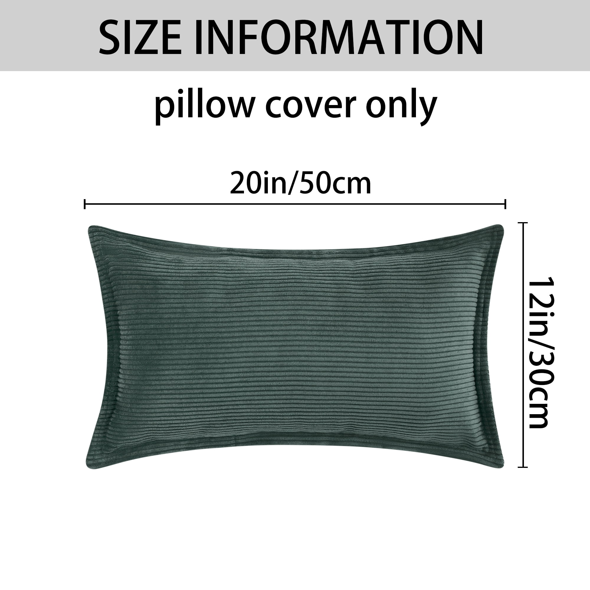Unique Bargains 2Pcs Decorative Throw Pillow Covers for Couch Bed Dark Green 12" x 20"