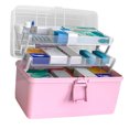 thumbnail image 4 of Caja de almacenamiento de pastillas, 3 capas, gran capacidad, estuche de cosméticos para el hogar, organizador de artículos diversos de plástico, estilo realzado, rosa Speravity HA004344-04B, 4 of 7
