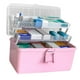 thumbnail image 4 of Caja de almacenamiento de pastillas, 3 capas, gran capacidad, estuche de cosméticos para el hogar, organizador de artículos diversos de plástico, estilo realzado, rosa Advancent HA004344-04B, 4 of 7