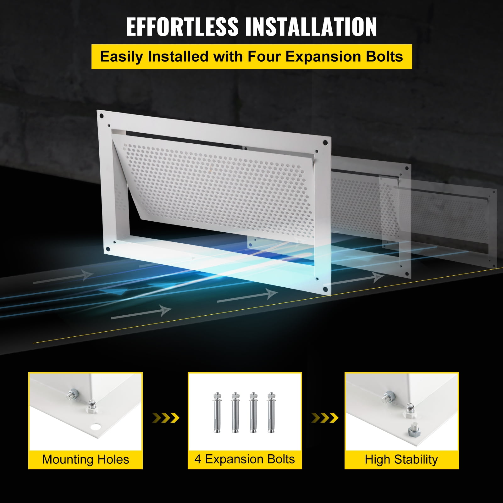 VEVOR Crawl Space Flood Vent 8" Hx 16" Wix 2" D Foundation Flood Vent to Reduce Foundation Damage and Flood Risk, White, Wall Mounted