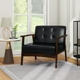 thumbnail image 4 of Costway Fauteuil d'Appoint Capitonné Style Mi-Siècle Moderne avec Accoudoirs Noir, 4 of 9