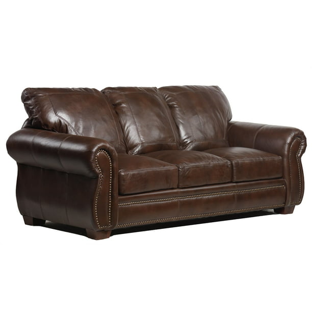 Made Nailhead Trim Leather Sofa, Leather Couch Nailhead Trim