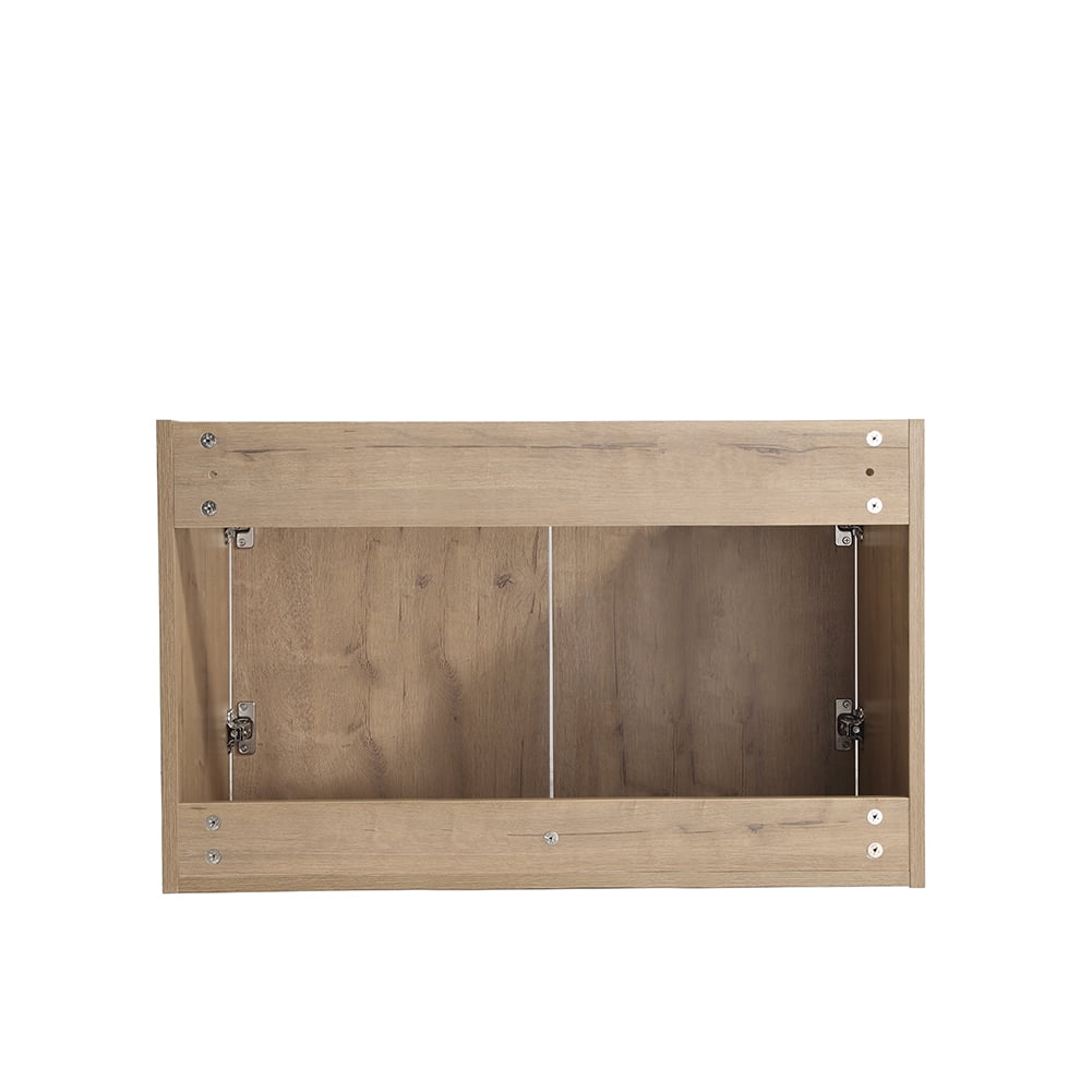 Kepooman 2 Doors Floating Wall Mounted Bathroom Vanity with Sink for Bathroom, Imitative Oak, 29 in x 18 in