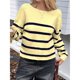 thumbnail image 5 of Suéter Corto de Cuello Redondo para Mujer, Larga, Tejido Grueso, Estilo Jersey, Ideal para Otoño Amarillo y Azul L, 5 of 7