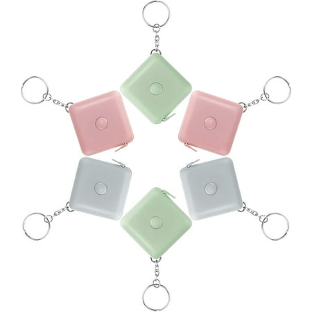

6 Pieces Soft Retractable Measuring Tape Mini Push Button Tape Tailor Sewing Craft Tape Multi-colour Measuring Tape 60 Inch Candy Colors Portable Soft Tape Pink Green Blue 150 cm with Keyring