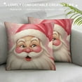 thumbnail image 3 of Creowell  Pink Santa Claus Stripes Throw Pillow Cover,Pink Christmas Cushion Case Decoration for Sofa Couch, 3 of 5