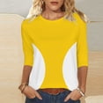 thumbnail image 4 of Women's Blouses Dressy Casual,3/4 Sleeve Tops for Women Contrast Crewneck Casual Shirts Three Quarter Length Loose Fit Summer Blouses, 4 of 9