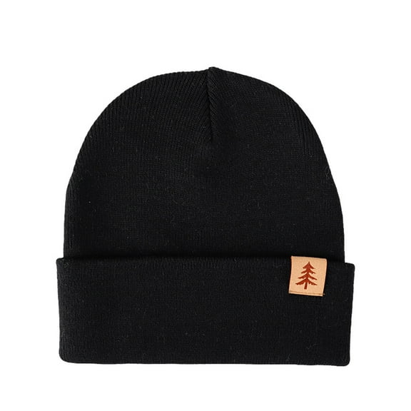 Rohuuque Kids Winter Hat Toddler Knitted Beanie Hat Cotton Lined Fur Cap Baby Girls Boys Beanies M Black