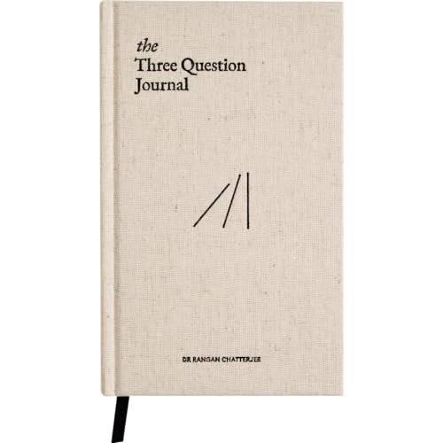 The Three Question Journal Dr. Rangan Chatterjee - Daily Gratitude Journal 2024 for Mindfulness, Stress Relief, Guided Journal for Daily Mental Wellness Personal Growth - Linen -