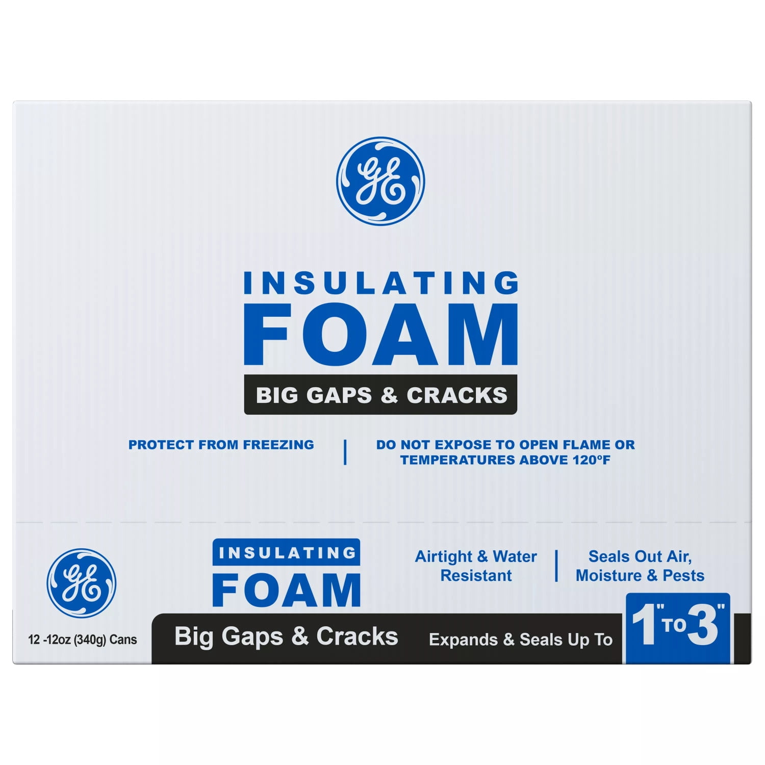 (4 pack) GE Big Gaps & Cracks Insulating Foam, Pack of 1, Yellow 12 oz Can