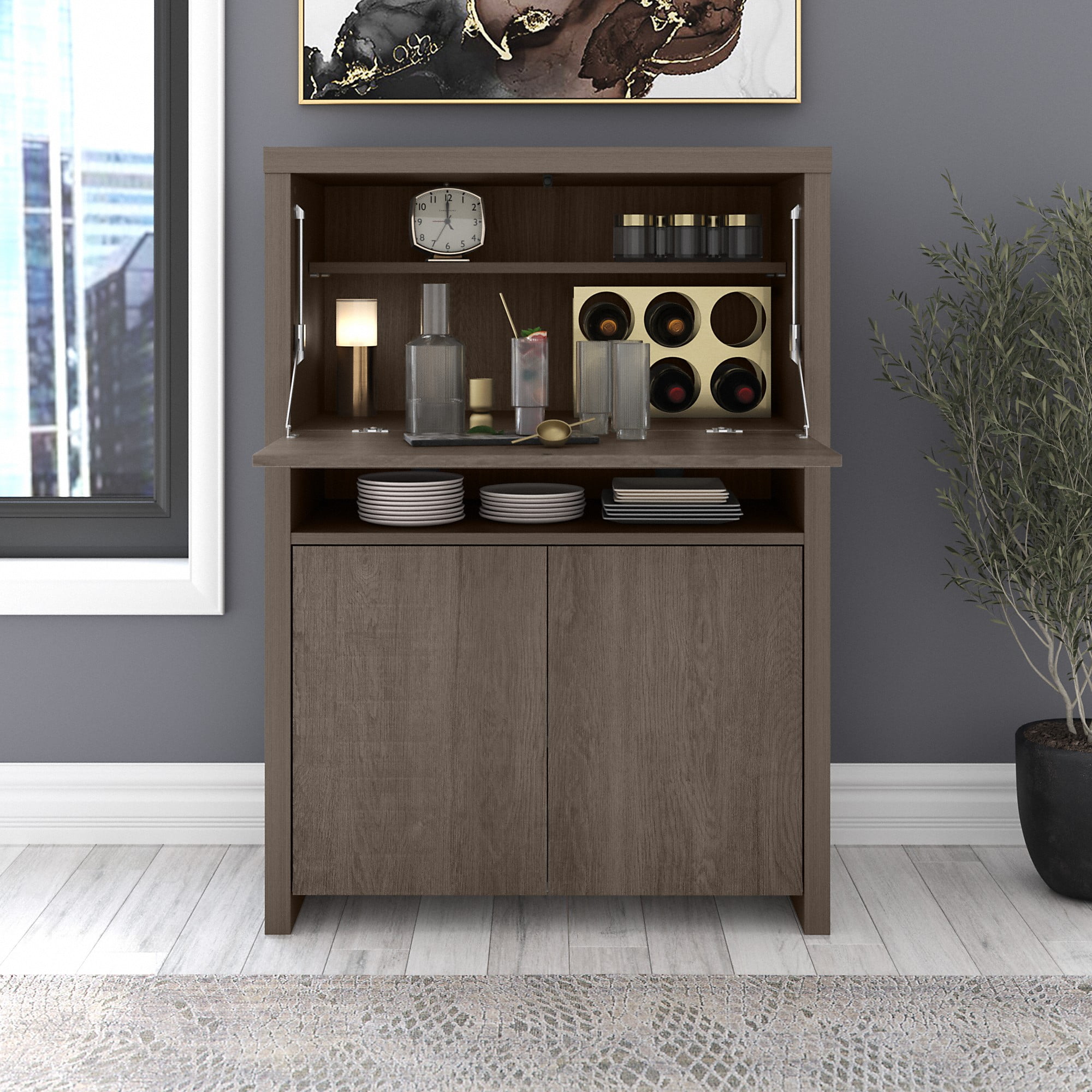 Monarch Specialties Cappuccino Finish Bar Cabinet