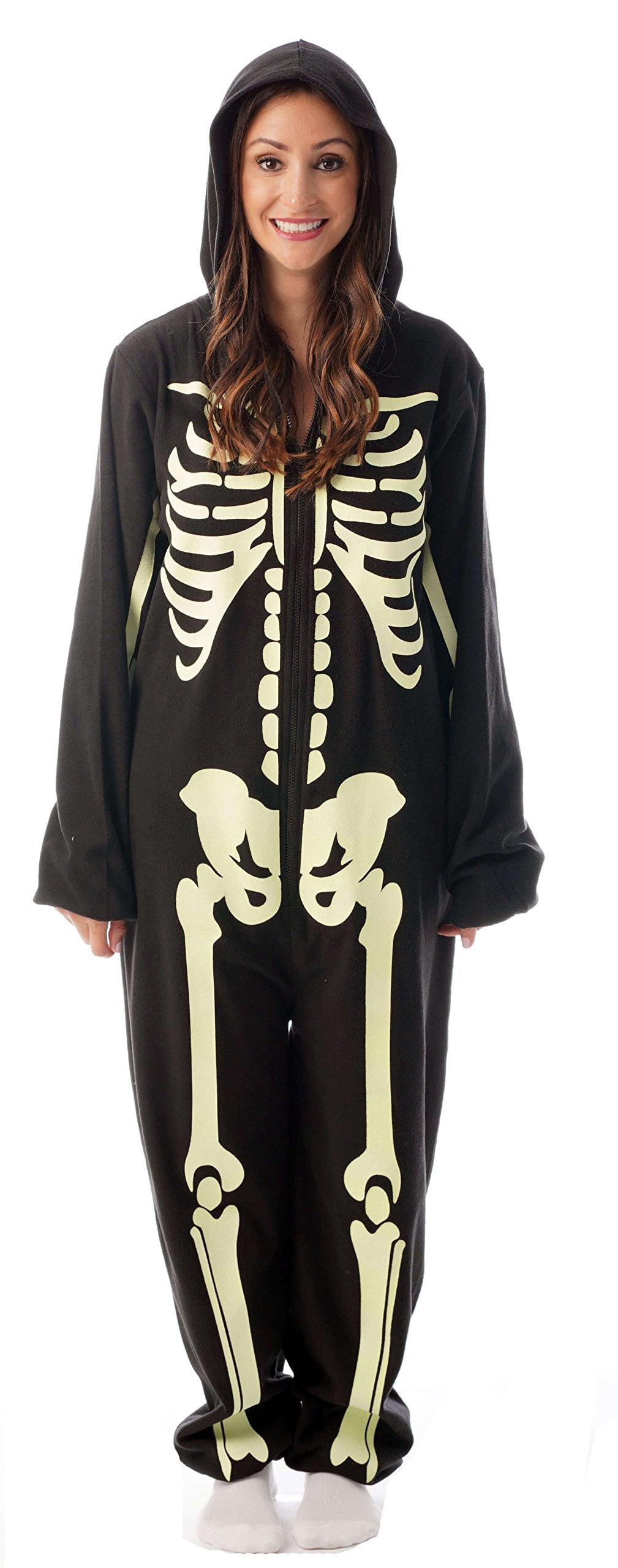 #followme Glow In The Dark Skeleton Men's Adult Onesie Pajamas 6741-XXL (Women's Skeleton, X-Large)